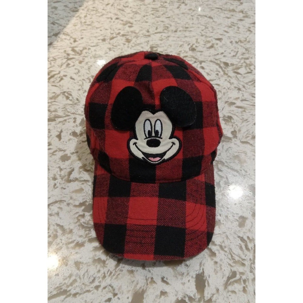 Vintage Disney Mickey MOUSE RED AND BLACK FLANNEL HAT